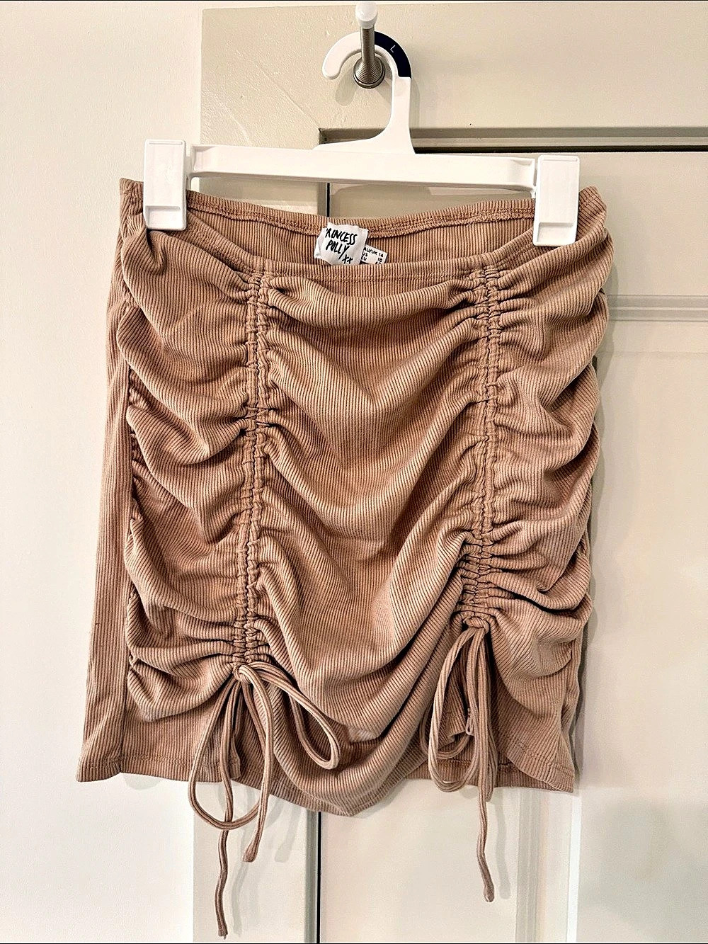 Princess Polly Ruched Mini Skirt in Brown